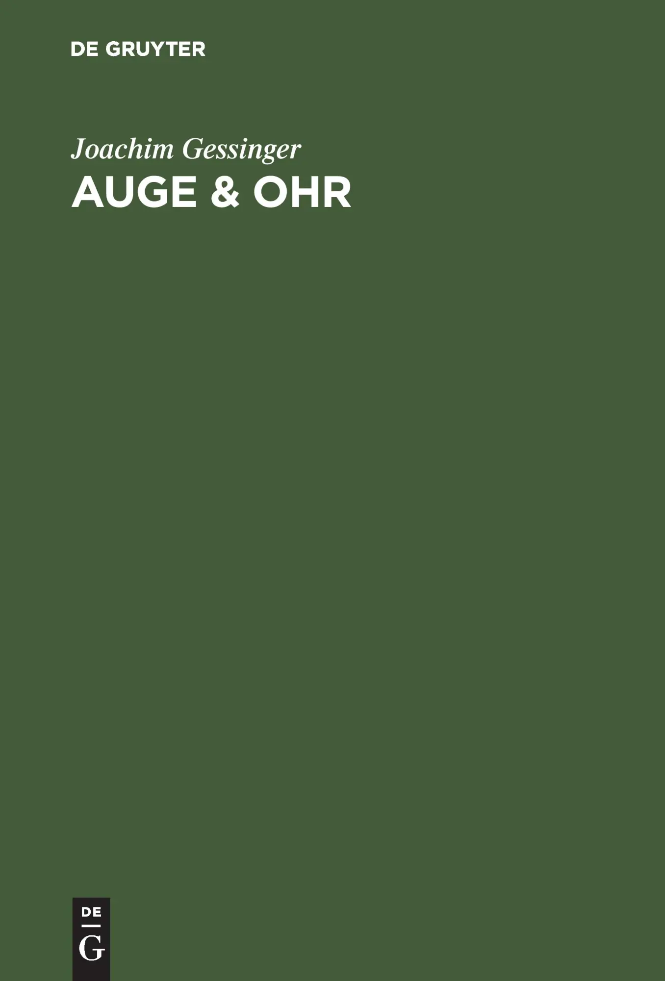 Cover: 9783110136333 | Auge &amp; Ohr | Studien zur Erforschung der Sprache am Menschen 1700-1850