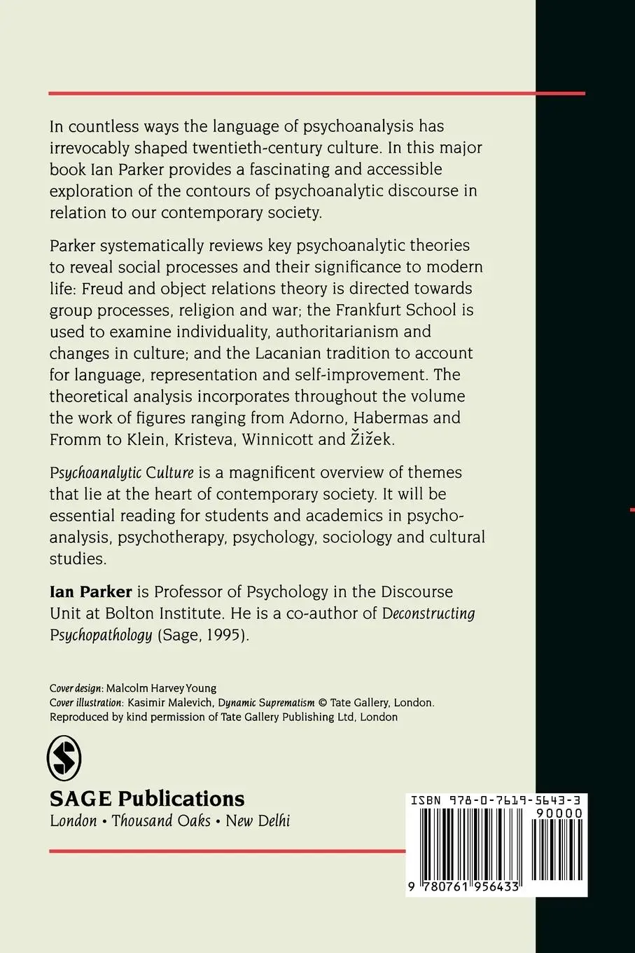Rückseite: 9780761956433 | Psychoanalytic Culture | Psychoanalytic Discourse in Western Society