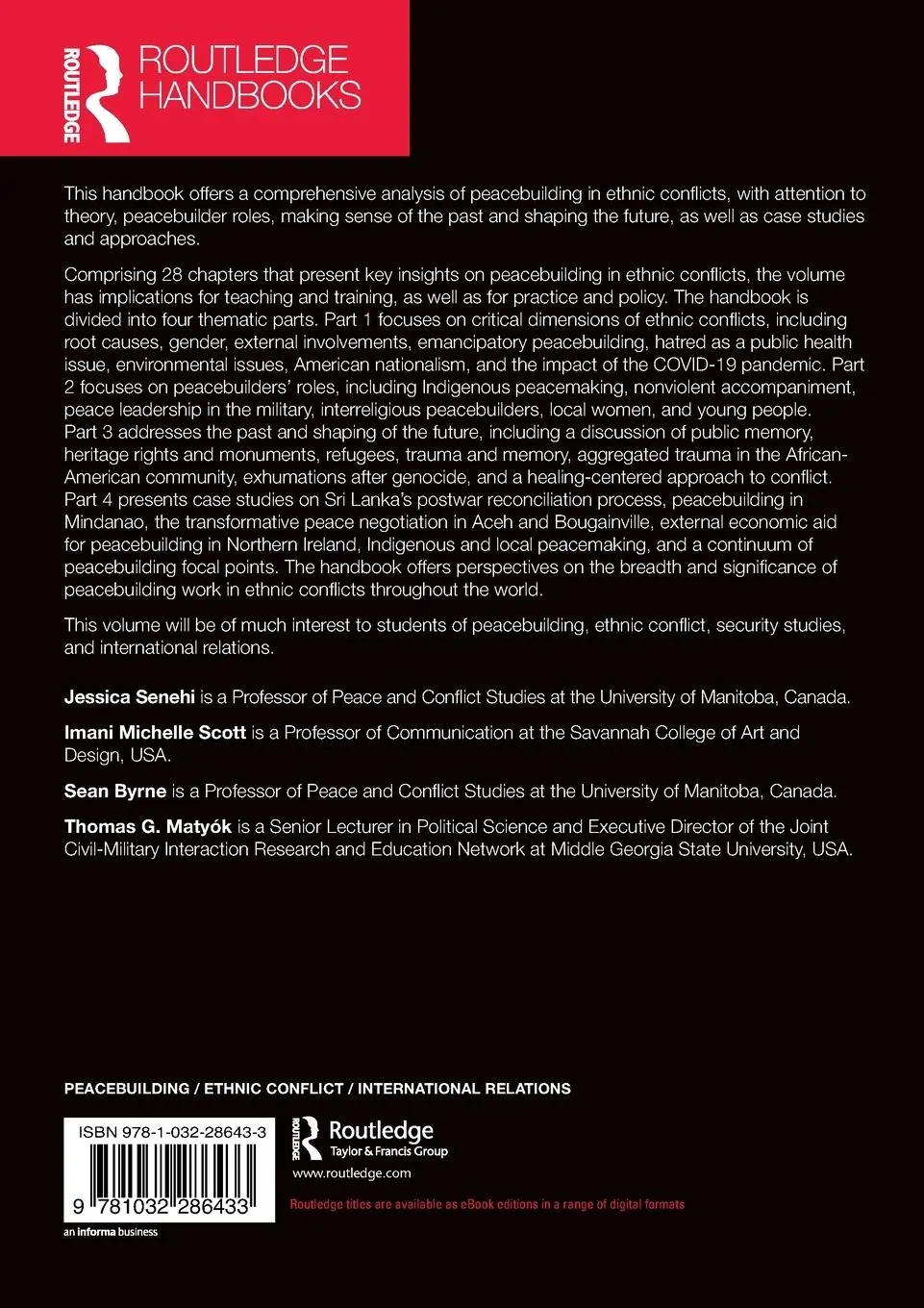 Rückseite: 9781032286433 | Routledge Handbook of Peacebuilding and Ethnic Conflict | Taschenbuch