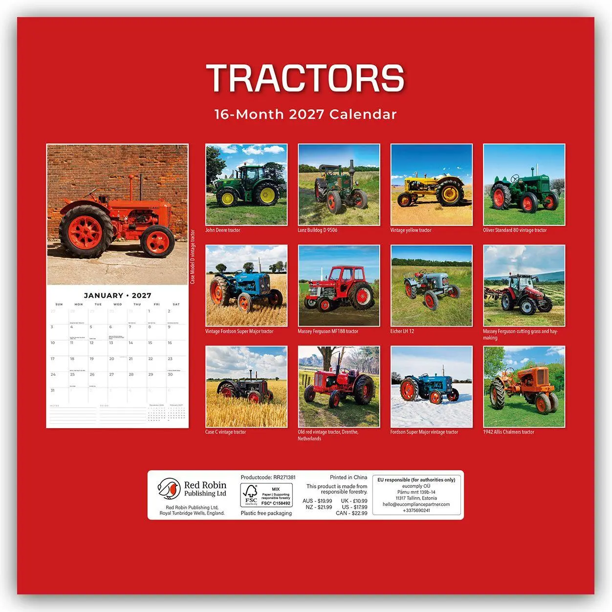 Bild: 9781837016433 | Tractors - Traktoren 2027 - 16-Monatskalender | Robin Red | Kalender