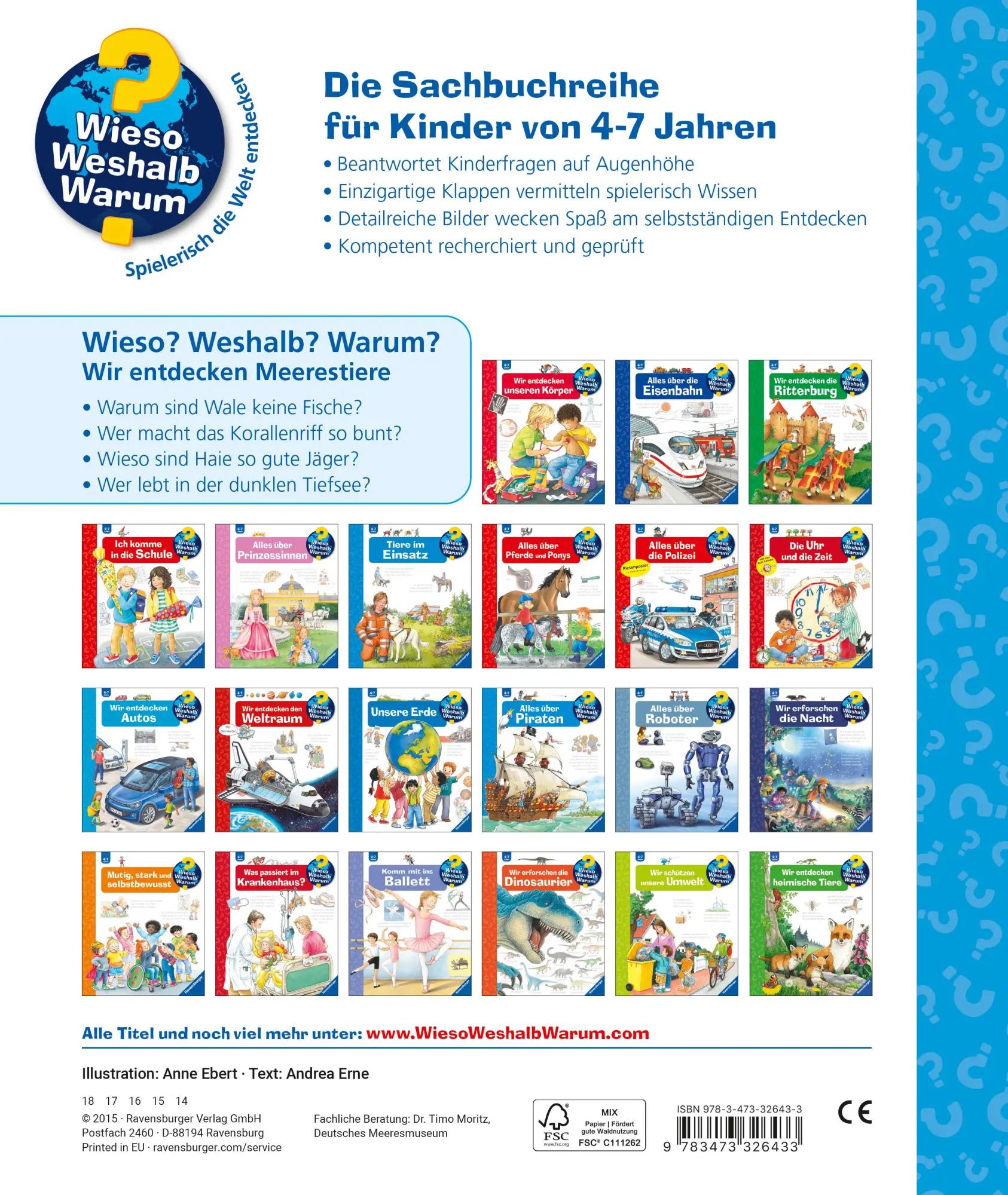Rückseite: 9783473326433 | Wieso? Weshalb? Warum?, Band 27: Wir entdecken Meerestiere | Erne