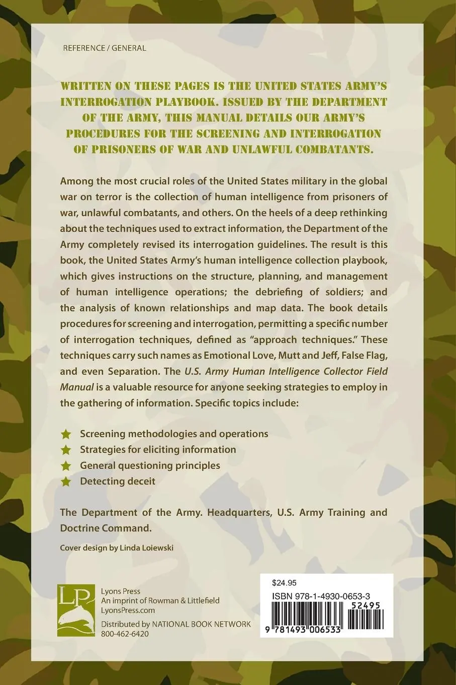 Rückseite: 9781493006533 | U.S. Army Human Intelligence Collector Field Manual | Army | Buch