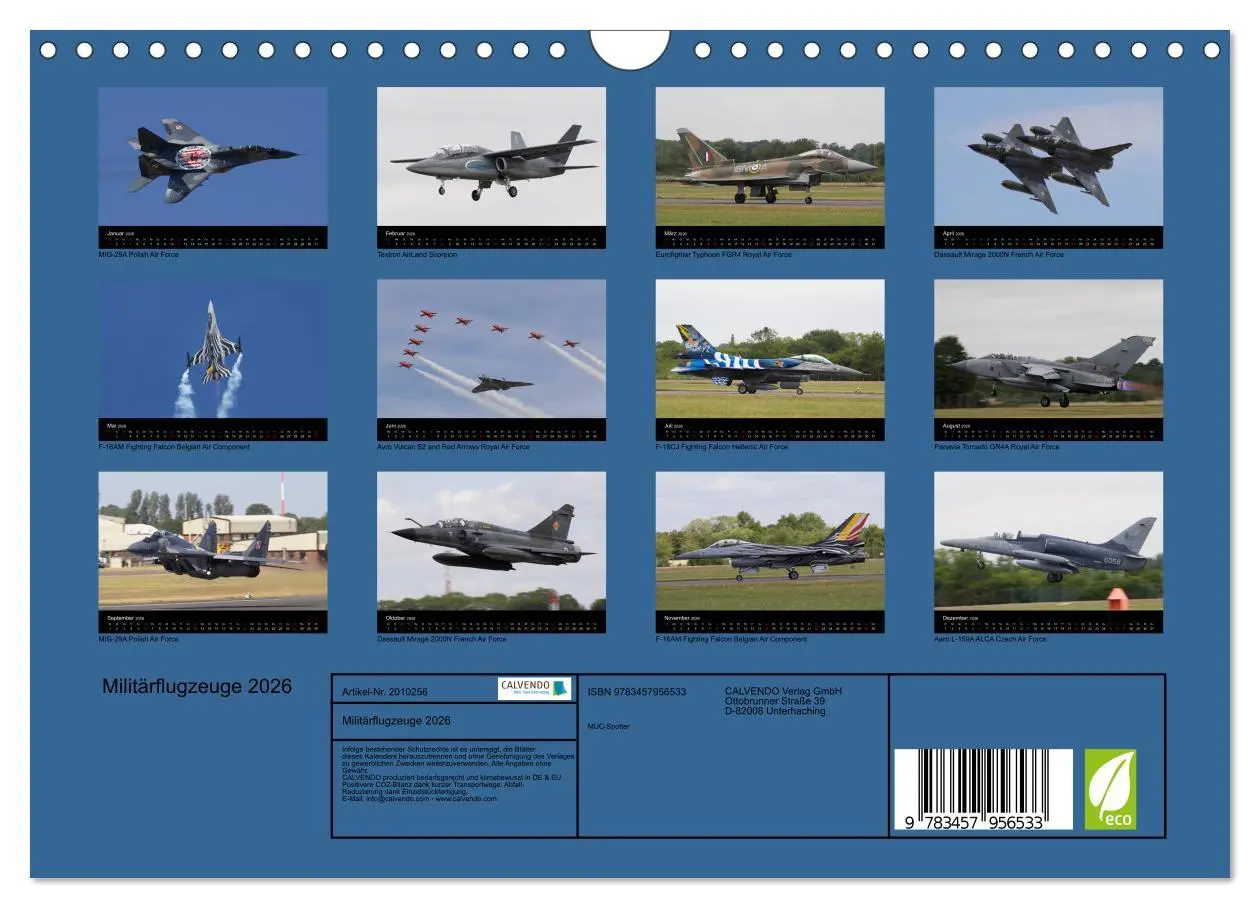 Bild: 9783457956533 | Militärflugzeuge 2026 (Wandkalender 2026 DIN A4 quer), CALVENDO...