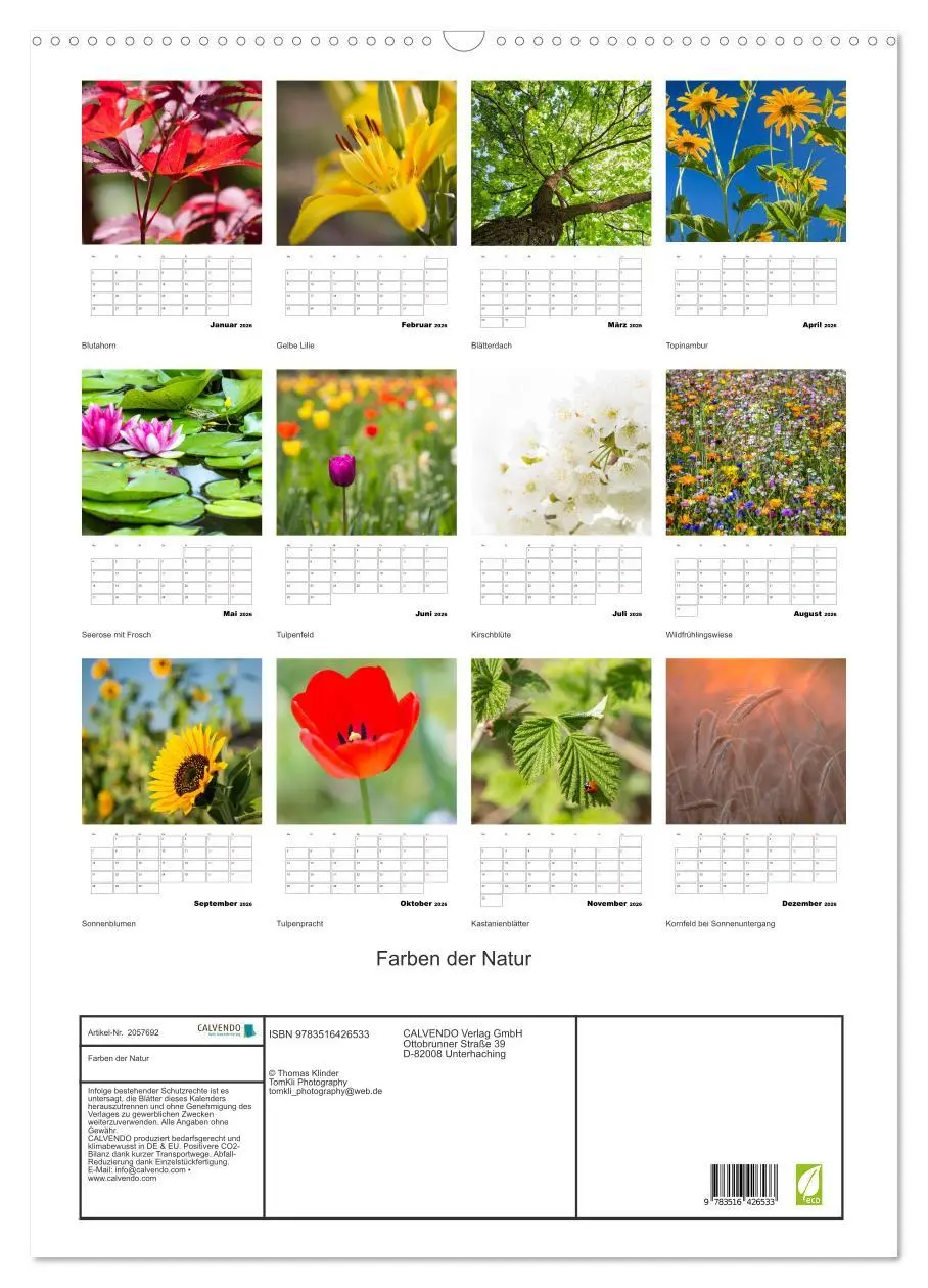 Bild: 9783516426533 | Farben der Natur (Wandkalender 2026 DIN A2 hoch), CALVENDO...
