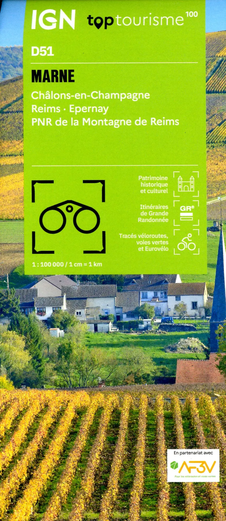 Cover: 9782758556633 | Marne Châlons Reims | (Land-)Karte | IGN Top 100 départemental | 2025