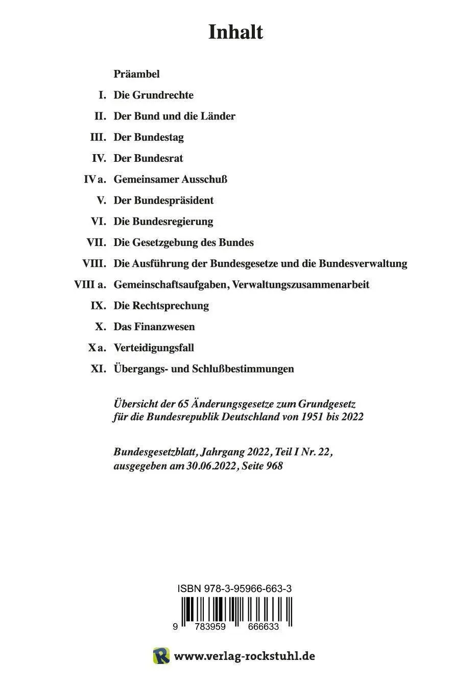 Bild: 9783959666633 | GRUNDGESETZ für die Bundesrepublik Deutschland vom 23. Mai 1949 -...