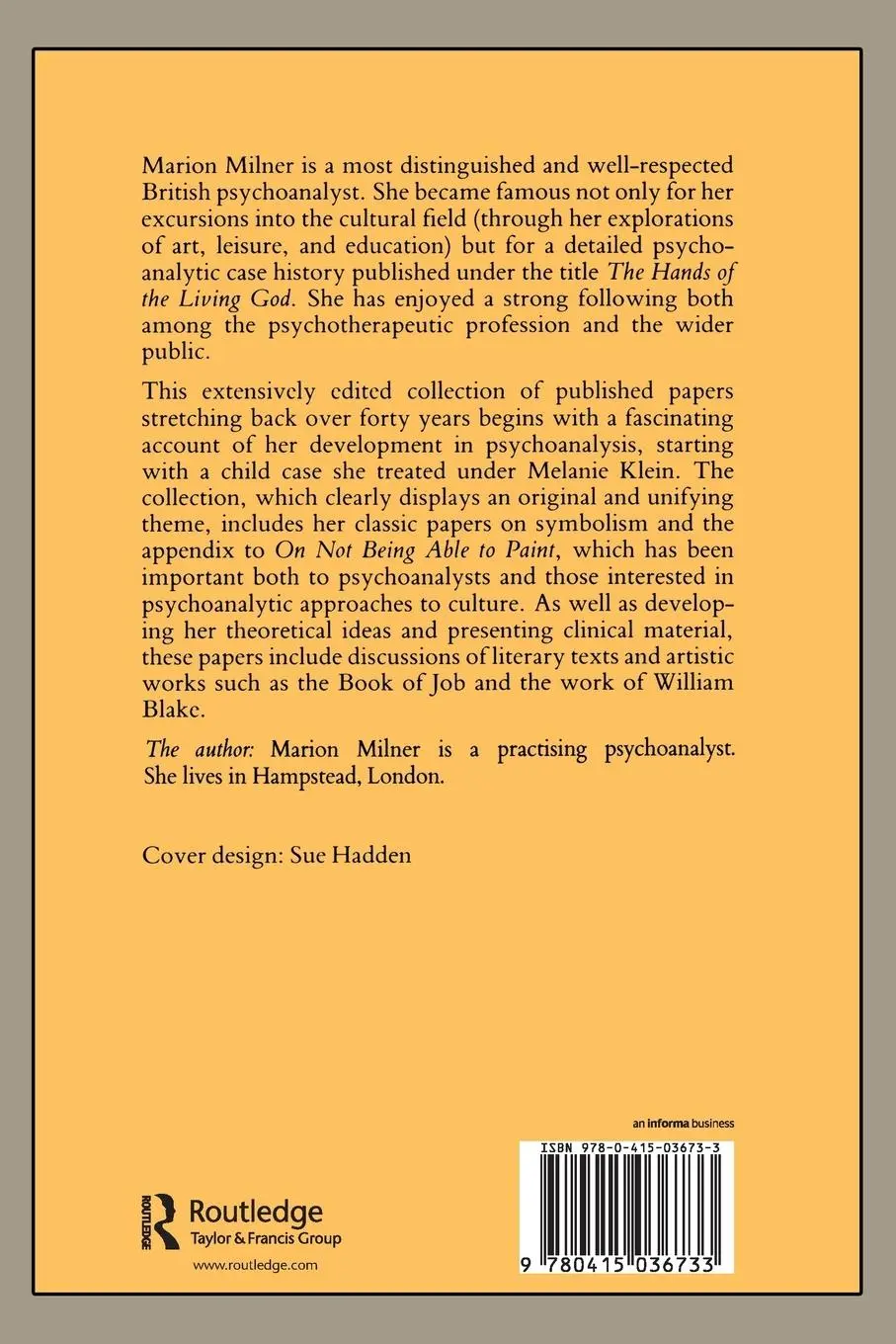 Rückseite: 9780415036733 | The Suppressed Madness of Sane Men | Marion Milner | Taschenbuch