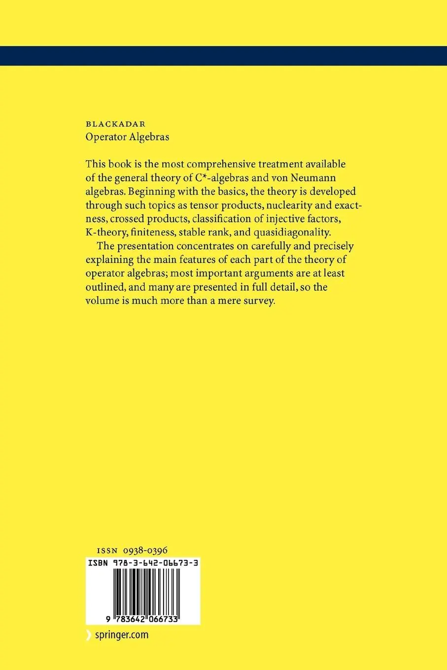 Rückseite: 9783642066733 | Operator Algebras | Theory of C*-Algebras and von Neumann Algebras