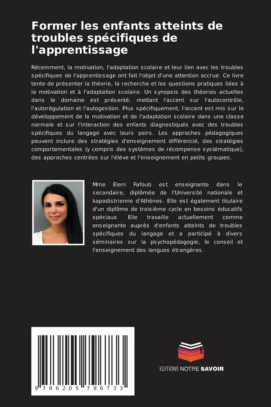 Rückseite: 9786205796733 | Former les enfants atteints de troubles spécifiques de l'apprentissage