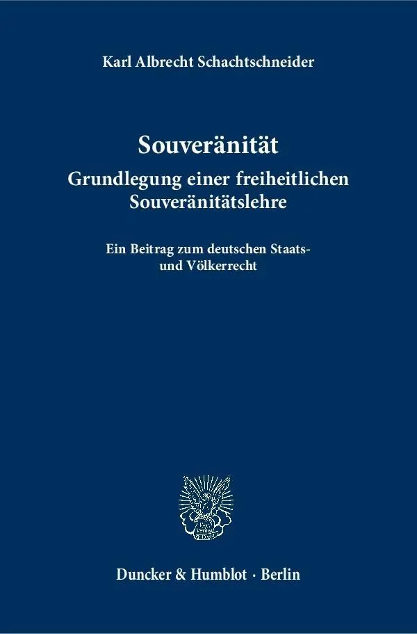 Cover: 9783428146833 | Souveränität. | Karl Albrecht Schachtschneider | Buch | 597 S. | 2015
