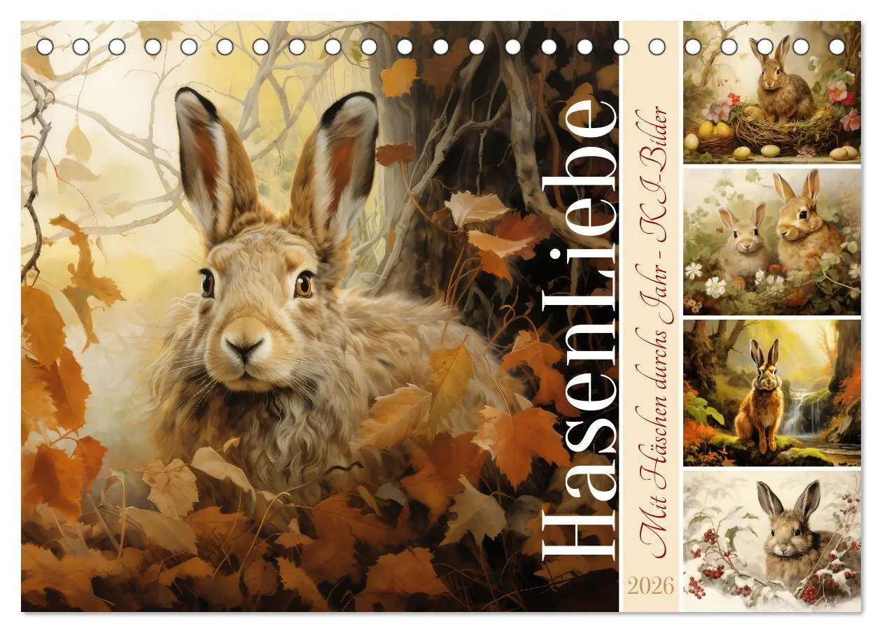 Cover: 9783457476833 | Hasenliebe (Tischkalender 2026 DIN A5 quer), CALVENDO Monatskalender