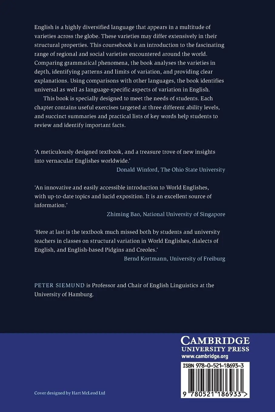 Rückseite: 9780521186933 | Varieties of English | Peter Siemund | Taschenbuch | Englisch | 2013