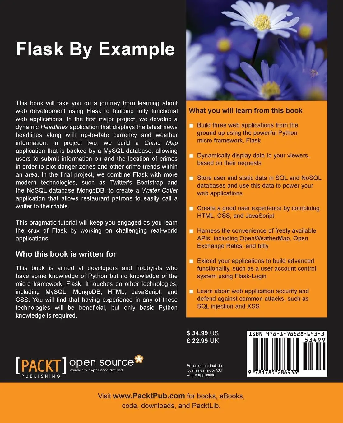 Rückseite: 9781785286933 | Flask By Example | Gareth Dwyer | Taschenbuch | Englisch | 2016