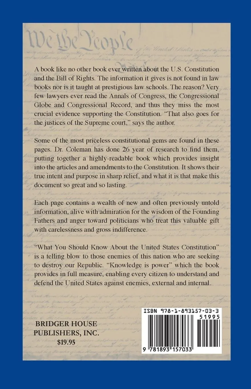 Rückseite: 9781893157033 | What You Should Know About the United States Constitution | Coleman