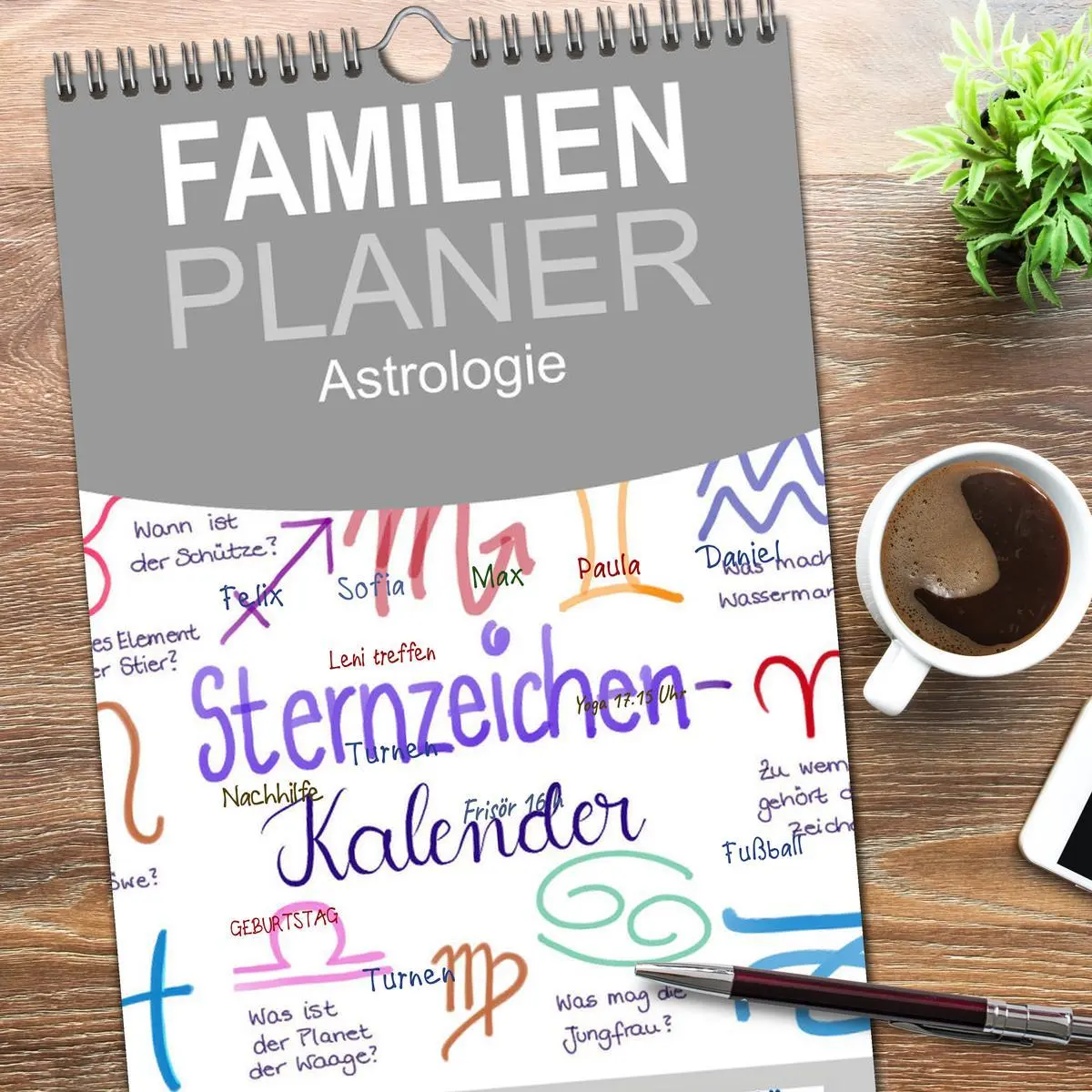 Bild: 9783516517033 | Familienplaner 2026 - Sternzeichen-Kalender mit 5 Spalten...