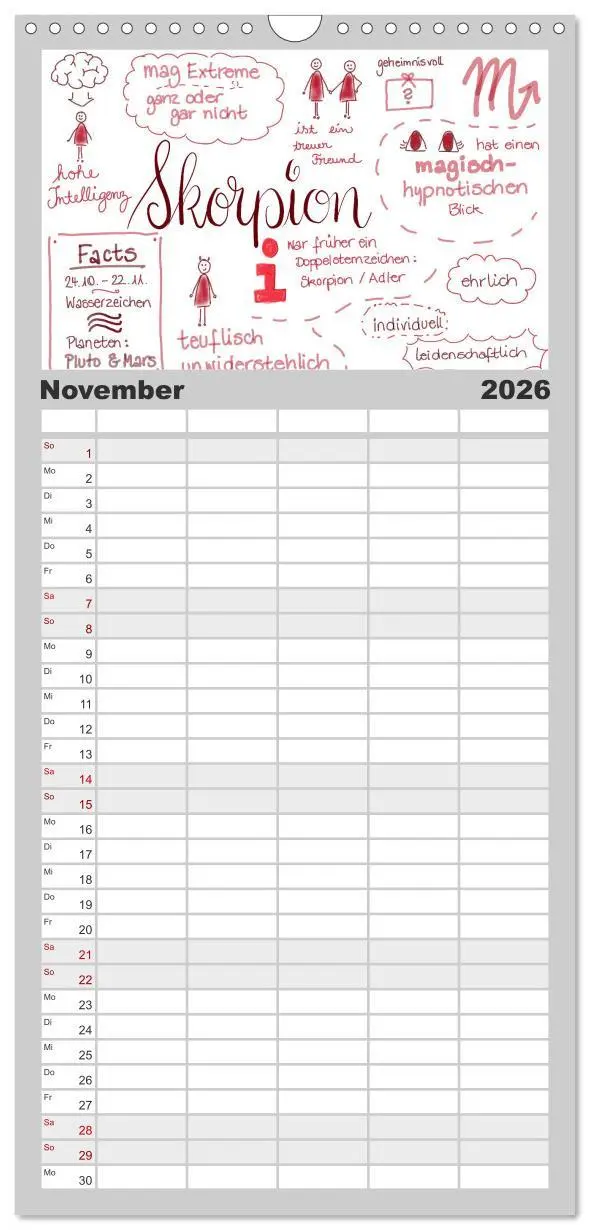Bild: 9783516517033 | Familienplaner 2026 - Sternzeichen-Kalender mit 5 Spalten...