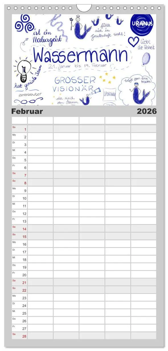 Bild: 9783516517033 | Familienplaner 2026 - Sternzeichen-Kalender mit 5 Spalten...