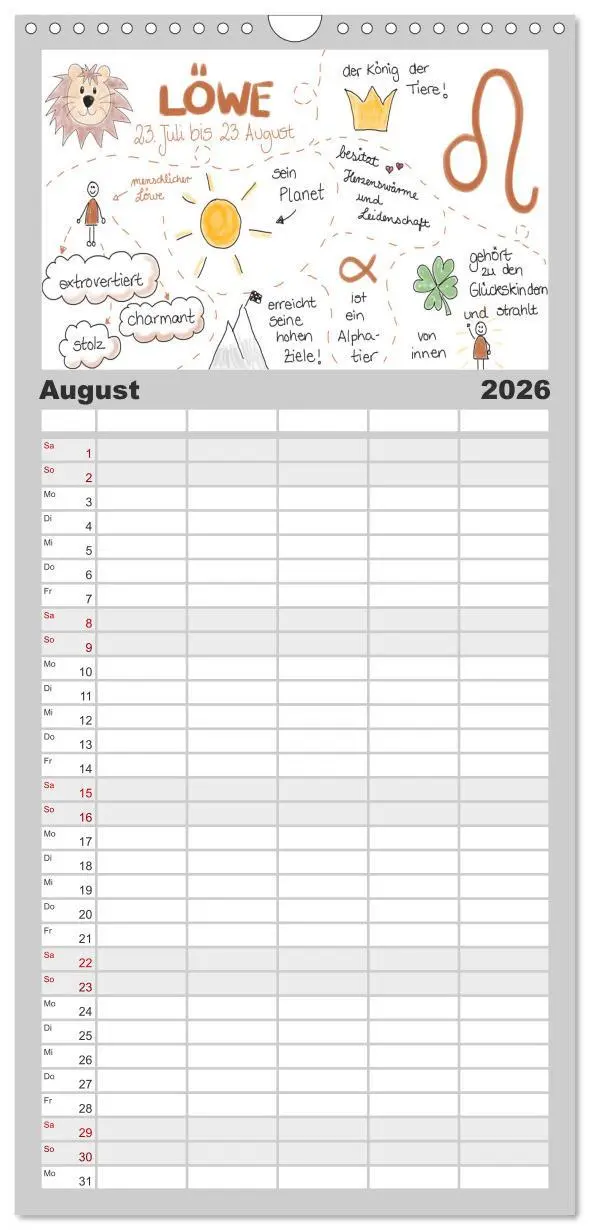 Bild: 9783516517033 | Familienplaner 2026 - Sternzeichen-Kalender mit 5 Spalten...