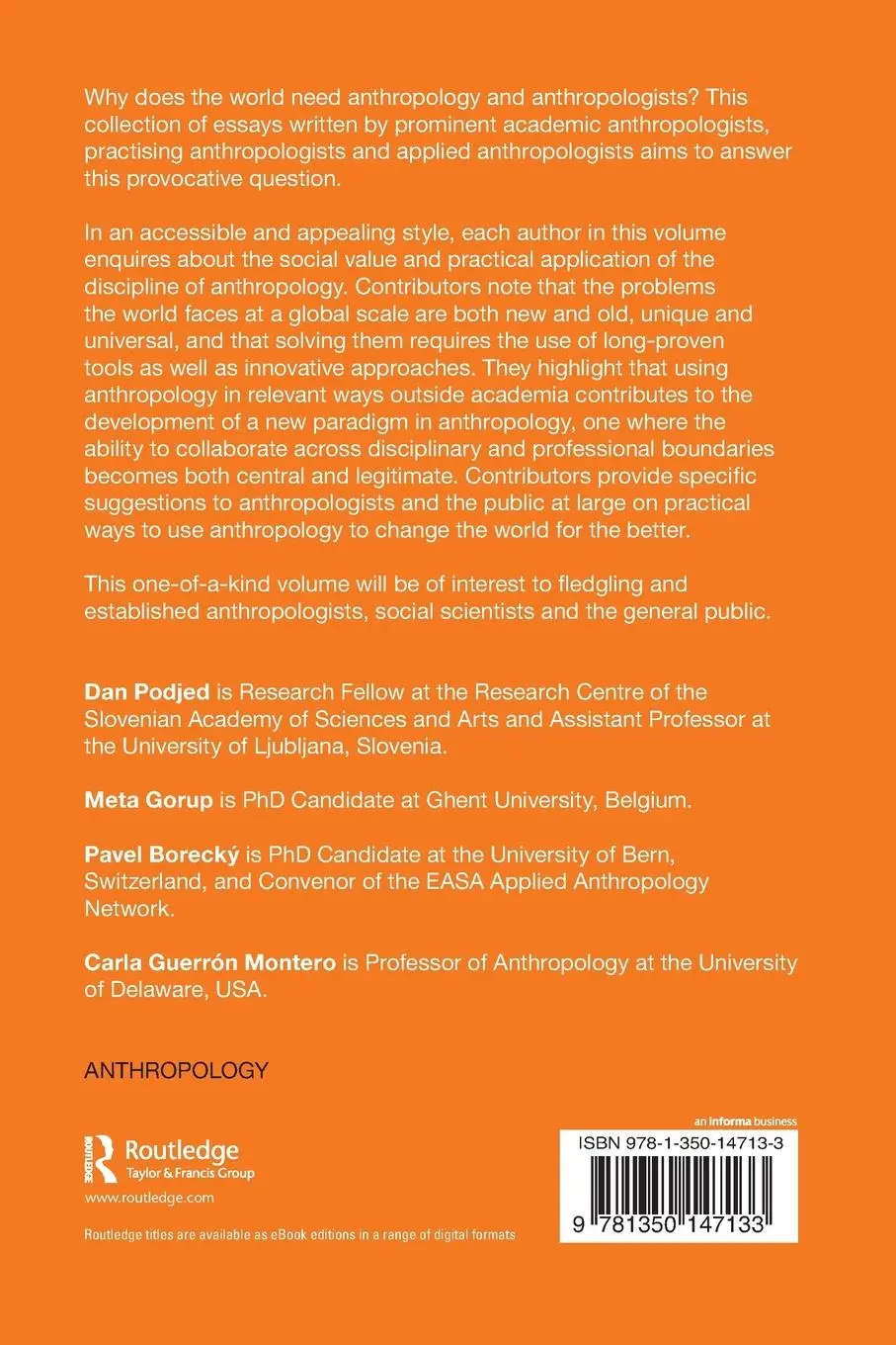 Rückseite: 9781350147133 | Why the World Needs Anthropologists | Dan Podjed (u. a.) | Taschenbuch