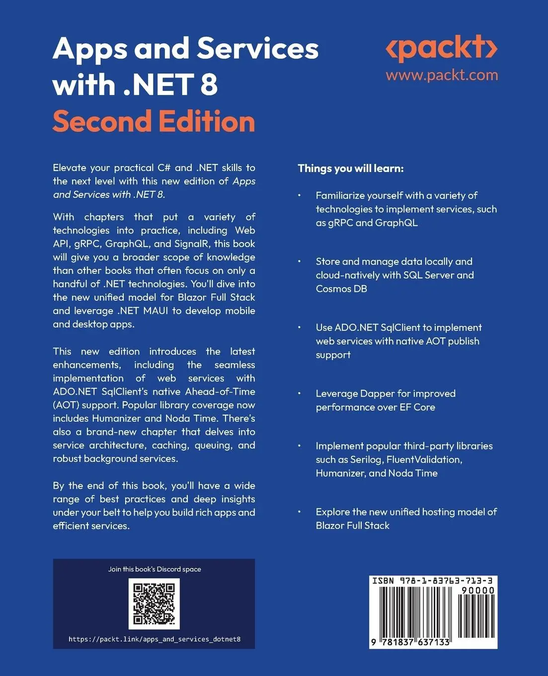 Rückseite: 9781837637133 | Apps and Services with .NET 8 - Second Edition | Mark J. Price | Buch