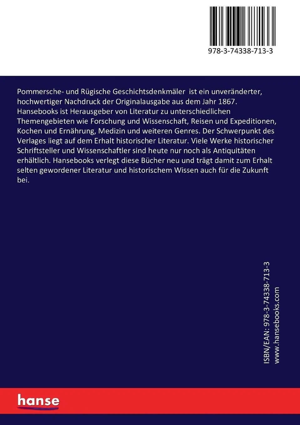 Rückseite: 9783743387133 | Pommersche- und Rügische Geschichtsdenkmäler | Kosegarten | Buch