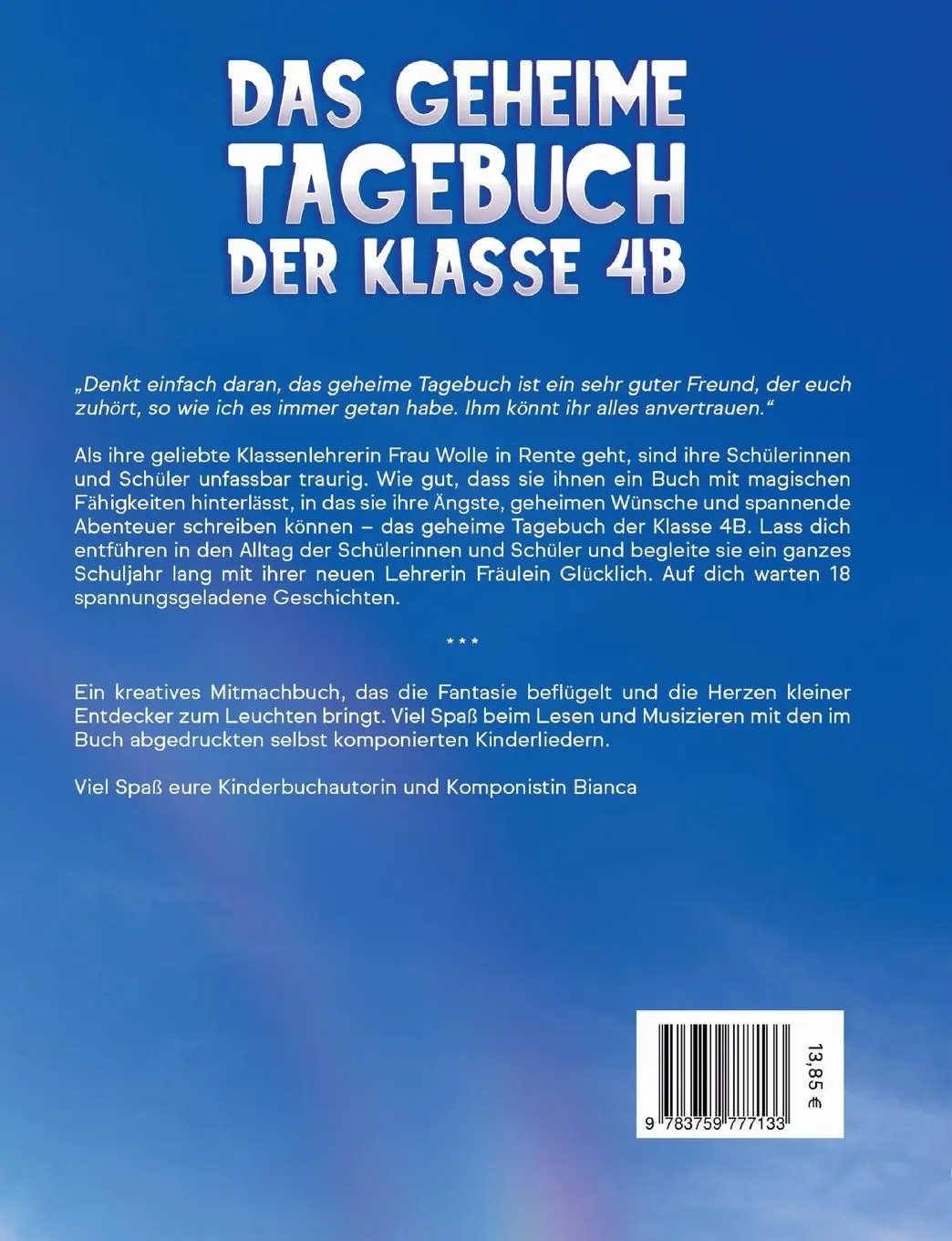 Rückseite: 9783759777133 | Das geheime Tagebuch der Klasse 4 B | Bianca Balzer | Taschenbuch