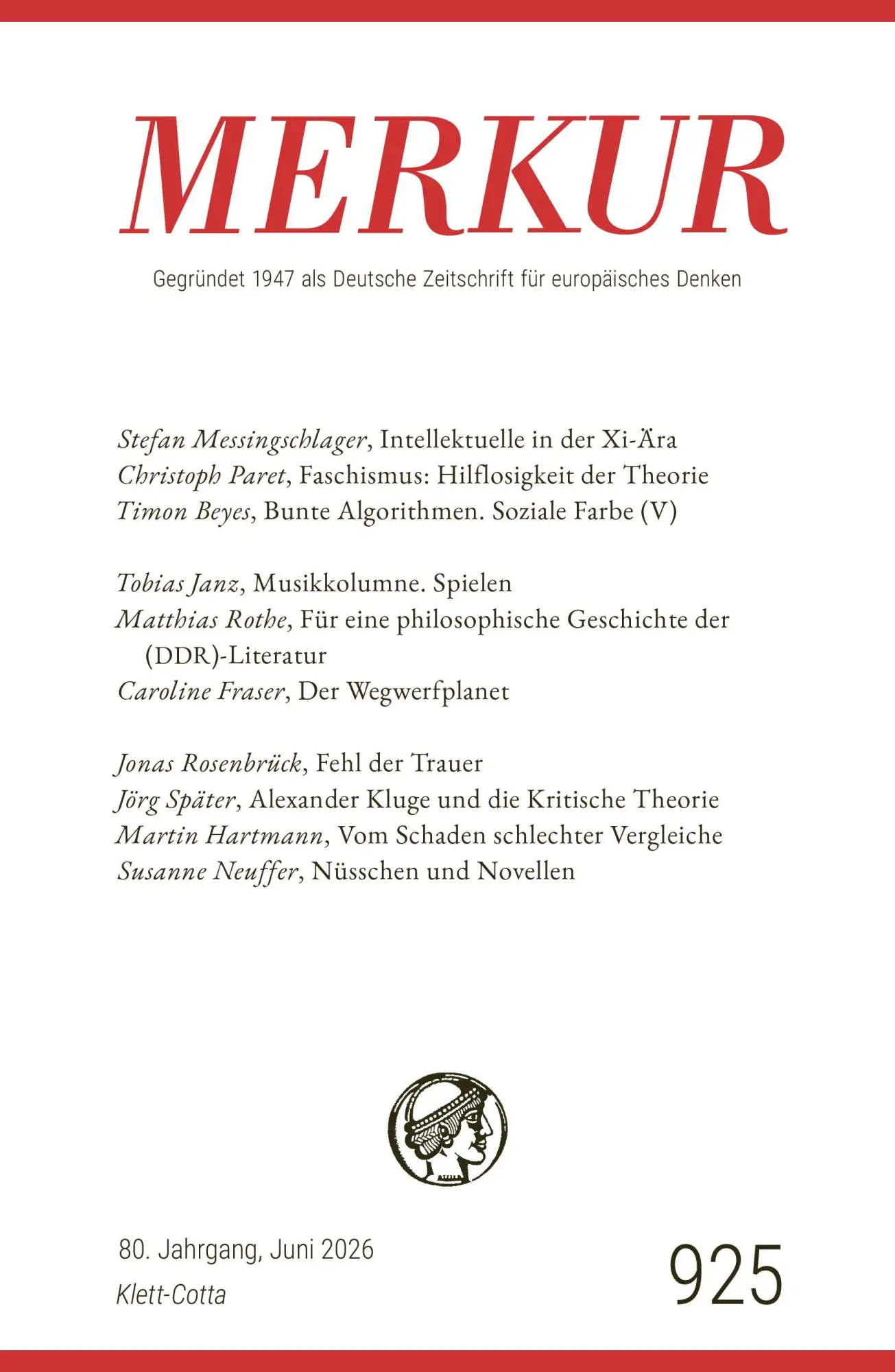 Cover: 9783608977233 | MERKUR 6/2026, Jg.80 | Nr. 925, Heft 06, Juni 2026 | Demand (u. a.)