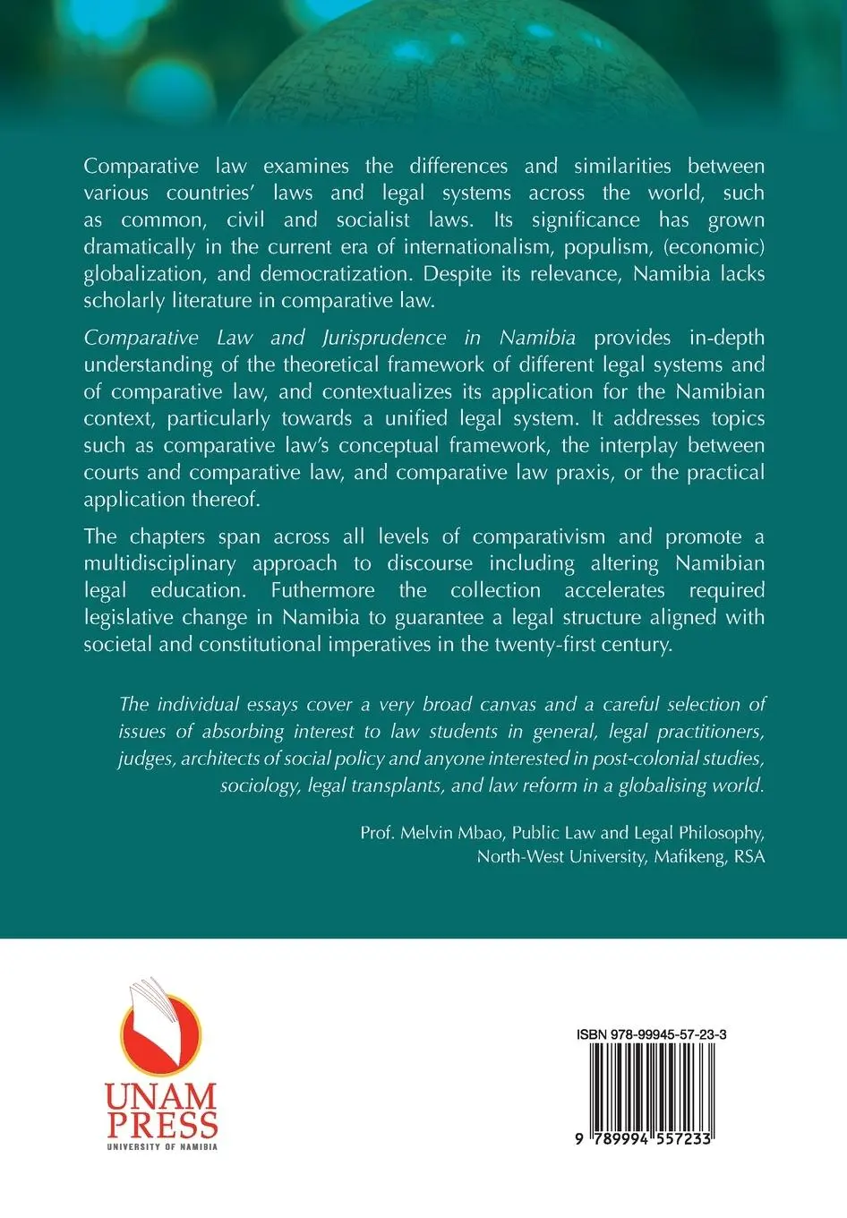 Rückseite: 9789994557233 | Comparative Law and Jurisprudence in Namibia | Amoo (u. a.) | Buch