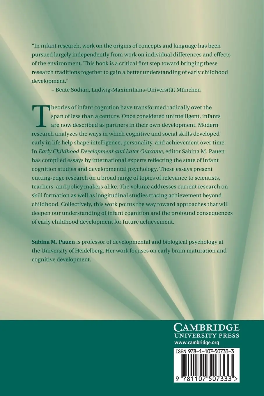 Rückseite: 9781107507333 | Early Childhood Development and Later Outcome | Sabina M. Pauen | Buch