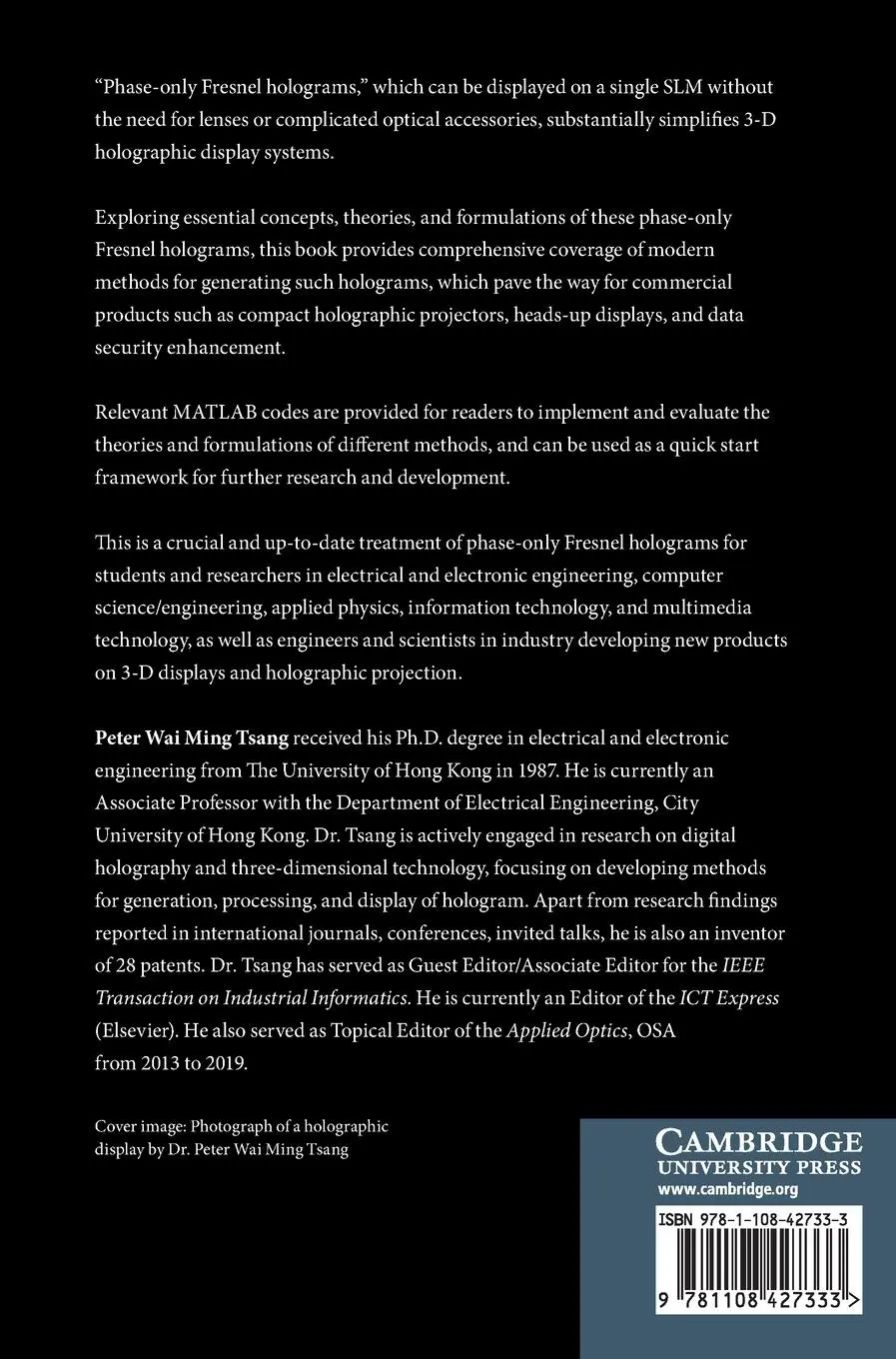 Rückseite: 9781108427333 | Computer-Generated Phase-Only Holograms for 3D Displays | Tsang | Buch