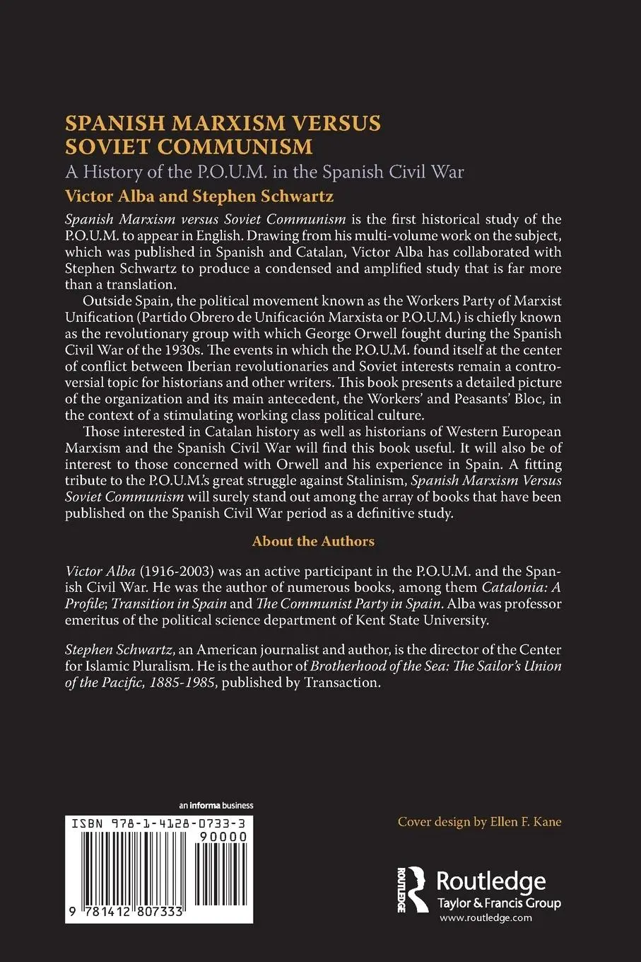Rückseite: 9781412807333 | Spanish Marxism Versus Soviet Communism | Victor Alba | Taschenbuch