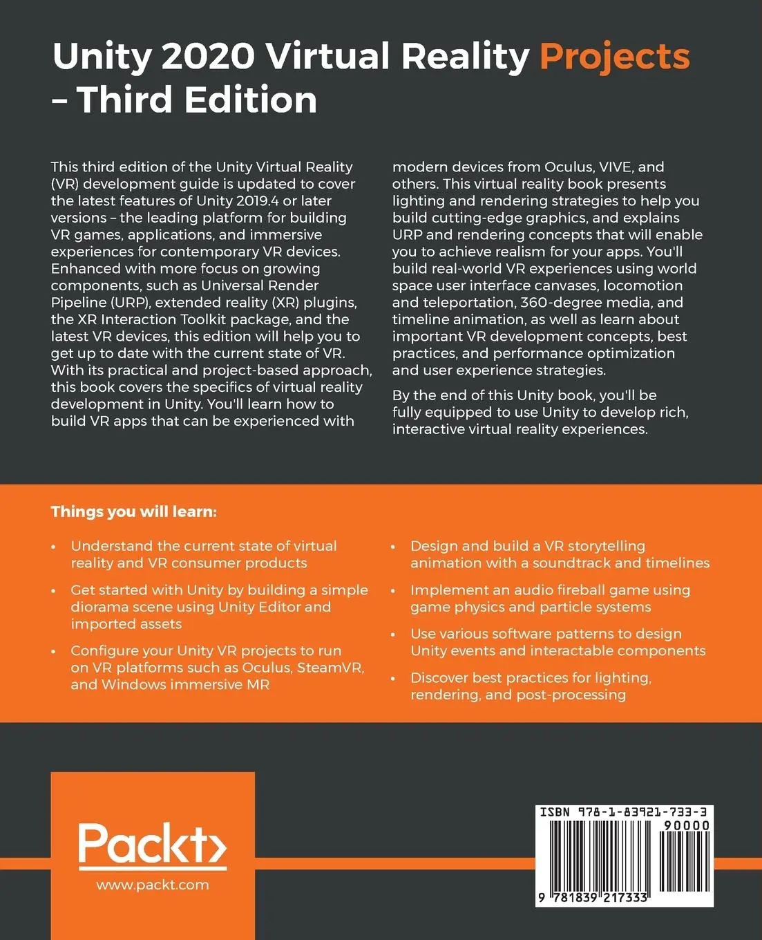 Rückseite: 9781839217333 | Unity 2020 Virtual Reality Projects - Third Edition | Jonathan Linowes