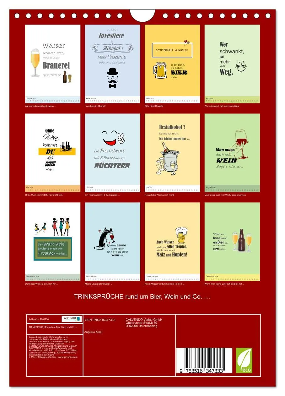 Bild: 9783516347333 | TRINKSPRÜCHE rund um Bier, Wein und Co. ... (Wandkalender 2026 DIN...