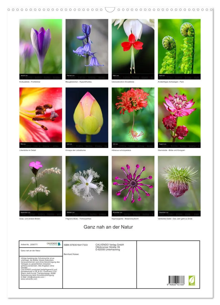 Bild: 9783516417333 | Ganz nah an der Natur (Wandkalender 2026 DIN A2 hoch), CALVENDO...