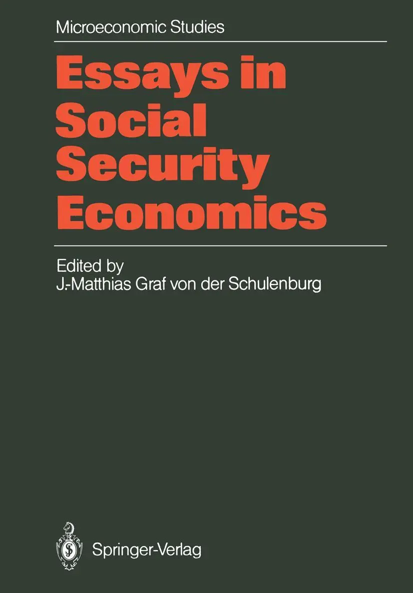 Cover: 9783540167433 | Essays in Social Security Economics | Schulenburg | Taschenbuch | xii