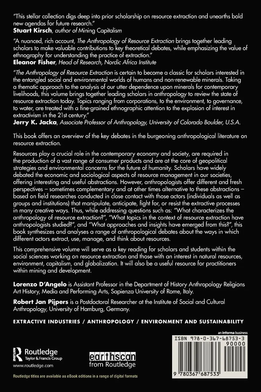 Rückseite: 9780367687533 | The Anthropology of Resource Extraction | Lorenzo D'Angelo (u. a.)
