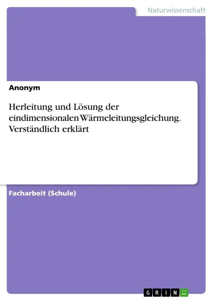 Cover: 9783346737533 | Herleitung und Lösung der eindimensionalen Wärmeleitungsgleichung....