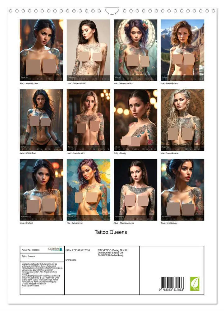 Bild: 9783383817533 | Tattoo Queens (Wandkalender 2025 DIN A3 hoch), CALVENDO Monatskalender