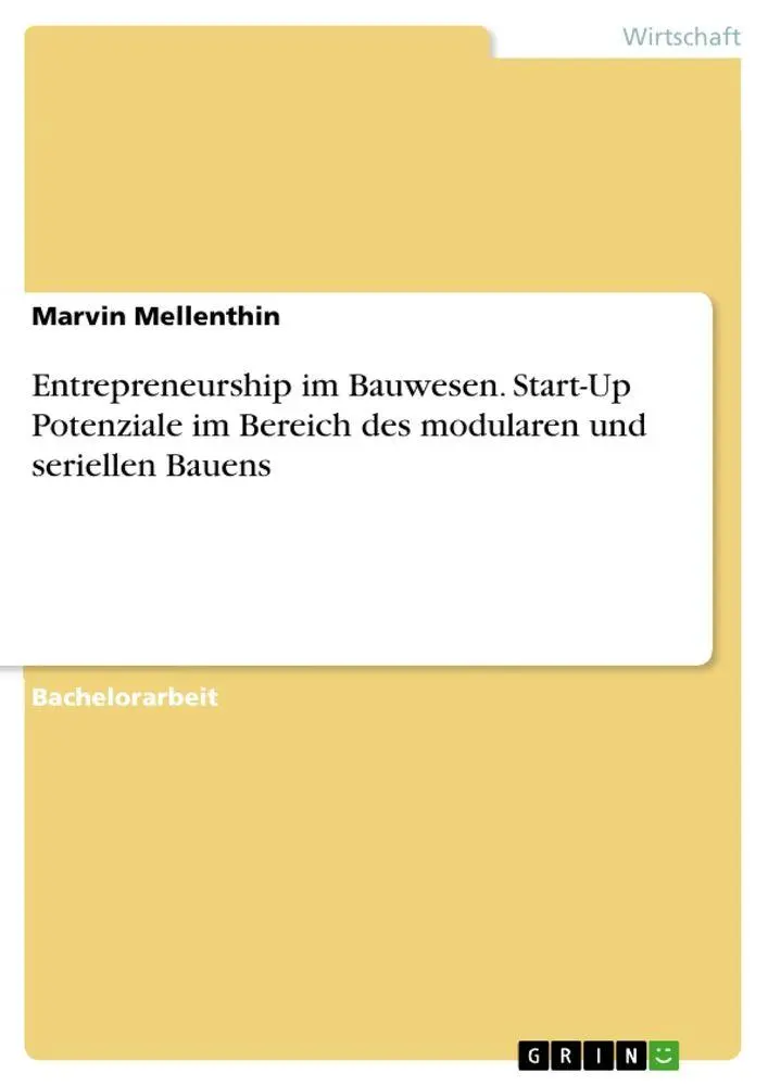 Cover: 9783389167533 | Entrepreneurship im Bauwesen. Start-Up Potenziale im Bereich des...