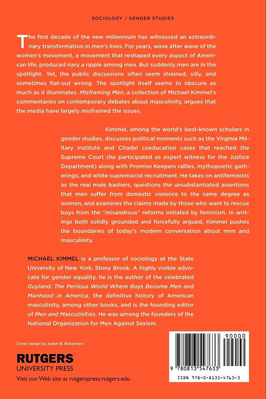 Rückseite: 9780813547633 | Misframing Men | The Politics of Contemporary Masculinities | Kimmel