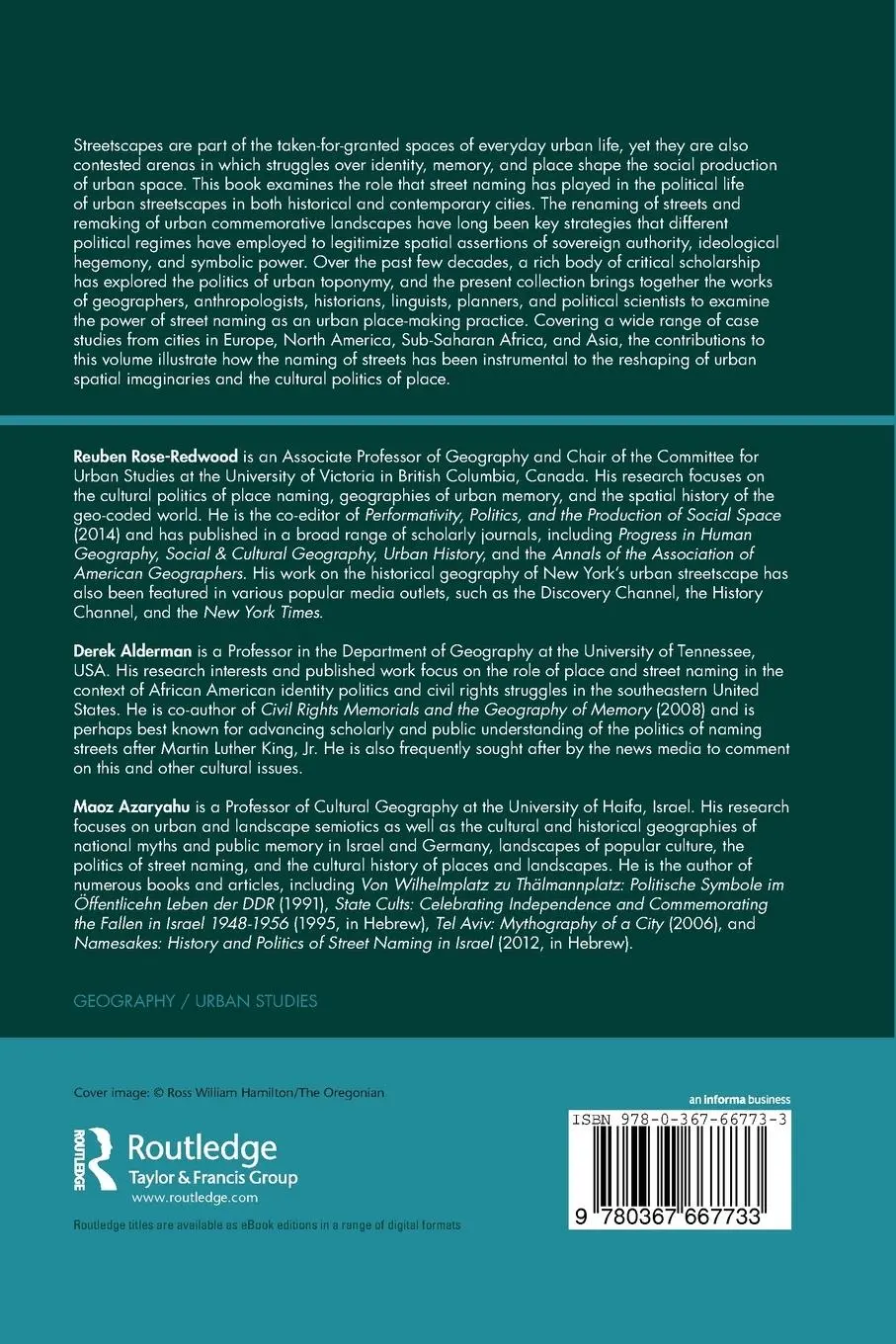 Rückseite: 9780367667733 | The Political Life of Urban Streetscapes | Naming, Politics, and Place