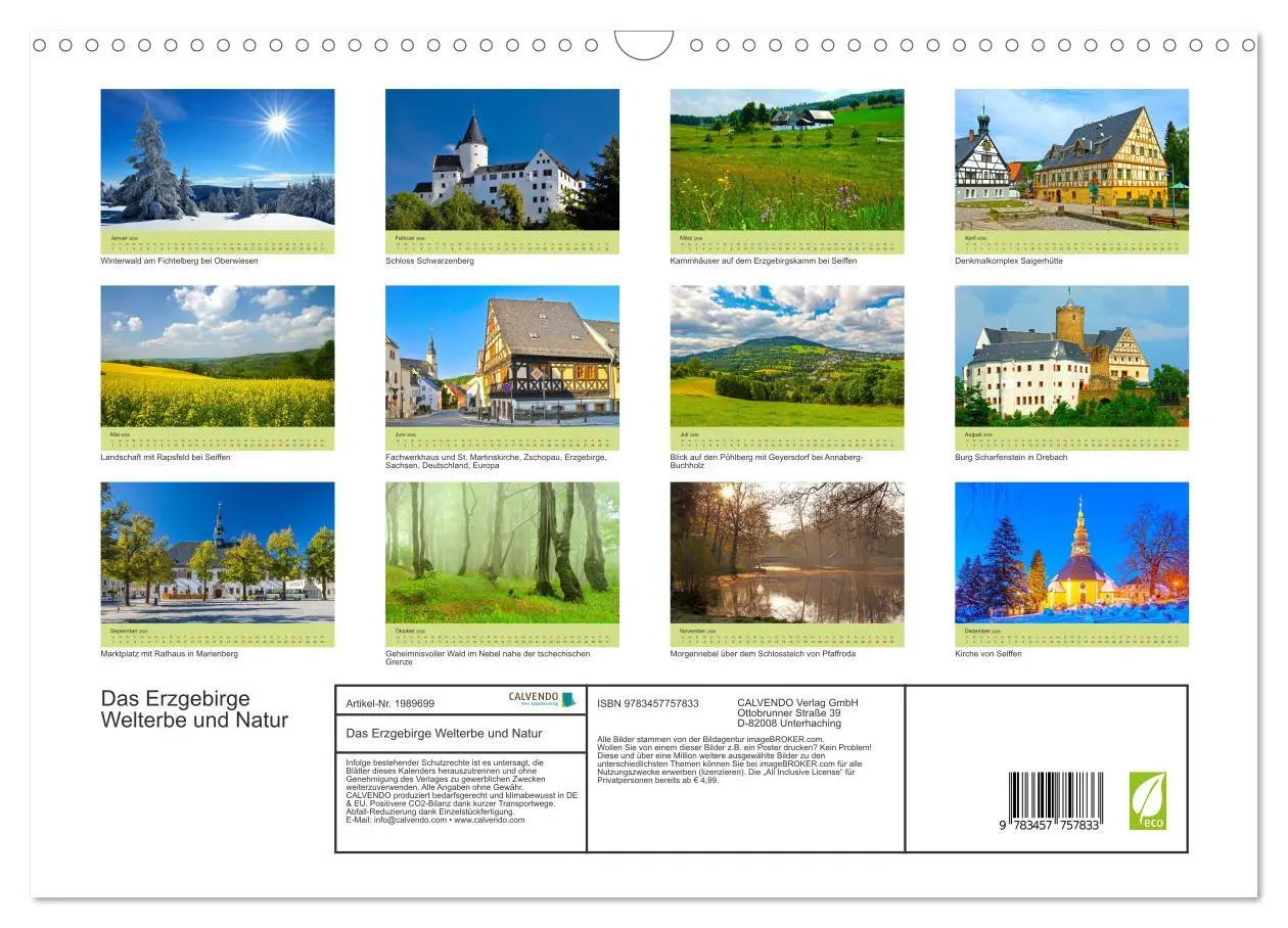 Bild: 9783457757833 | Das Erzgebirge Welterbe und Natur (Wandkalender 2026 DIN A3 quer),...