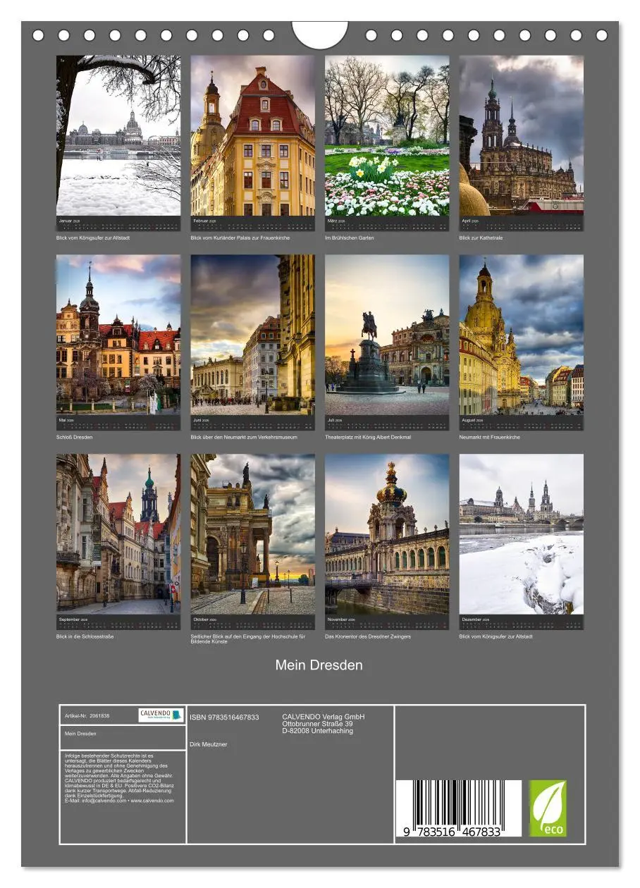 Bild: 9783516467833 | Mein Dresden (Wandkalender 2026 DIN A4 hoch), CALVENDO Monatskalender