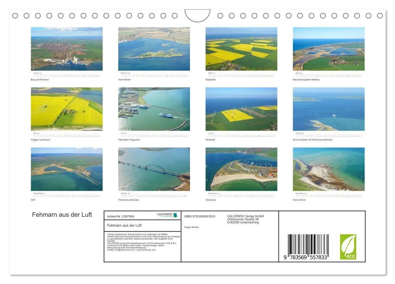 Bild: 9783569557833 | Fehmarn aus der Luft (Wandkalender 2027 DIN A4 quer), CALVENDO...