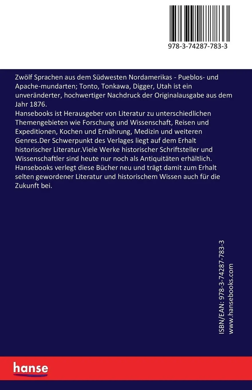 Rückseite: 9783742877833 | Zwölf Sprachen aus dem Südwesten Nordamerikas | Albert S. Gatschet