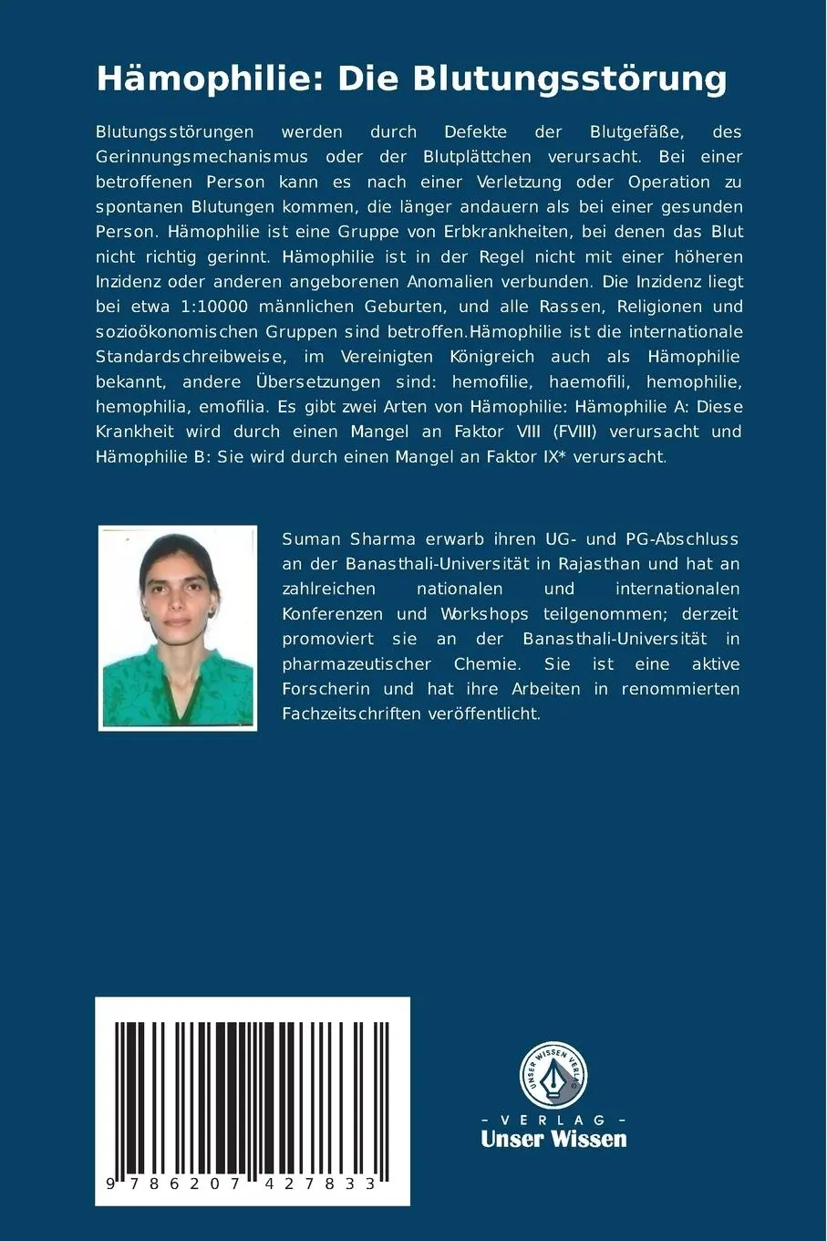 Rückseite: 9786207427833 | Hämophilie: Die Blutungsstörung | Suman Sharma (u. a.) | Taschenbuch