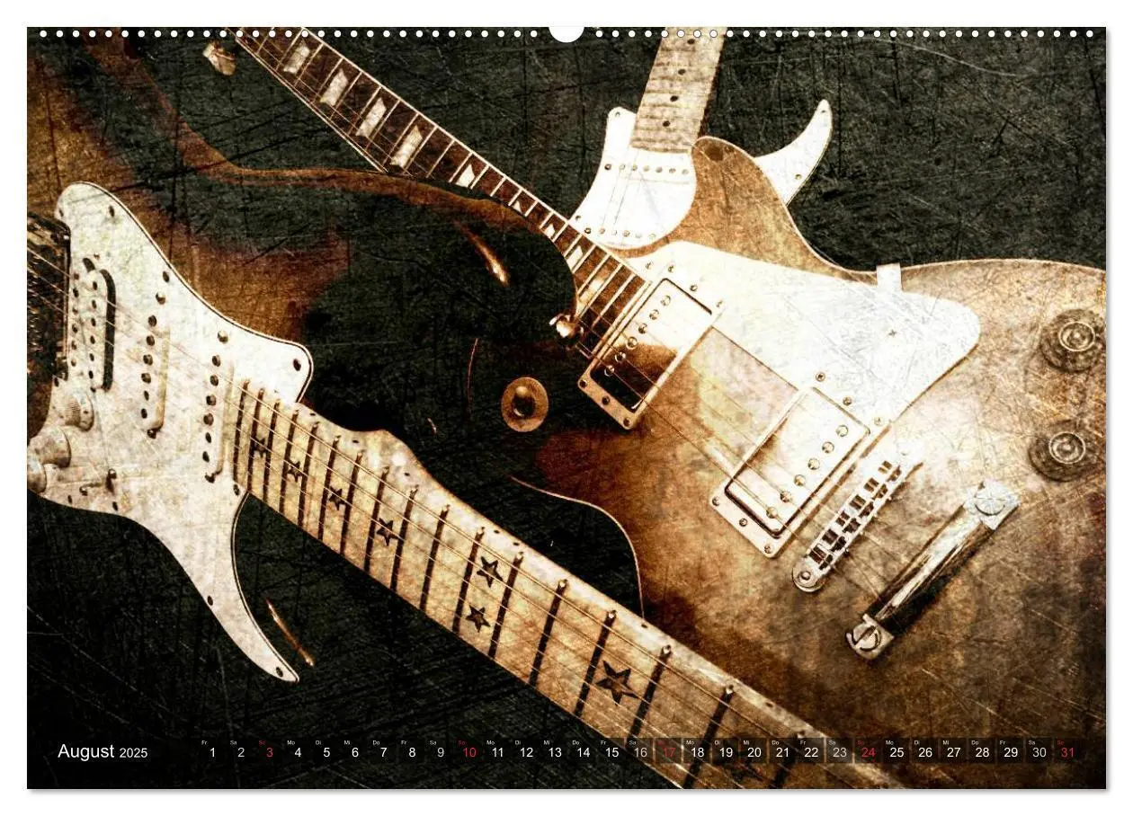 Bild: 9783435727933 | GITARREN Vintage Art (Wandkalender 2025 DIN A2 quer), CALVENDO...