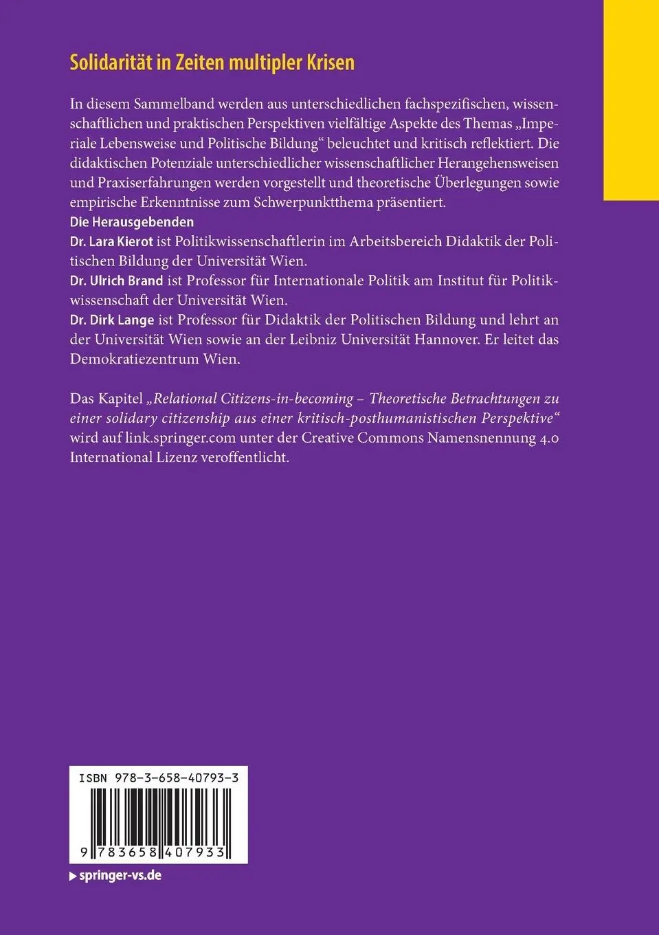 Rückseite: 9783658407933 | Solidarität in Zeiten multipler Krisen | Lara Kierot (u. a.) | Buch