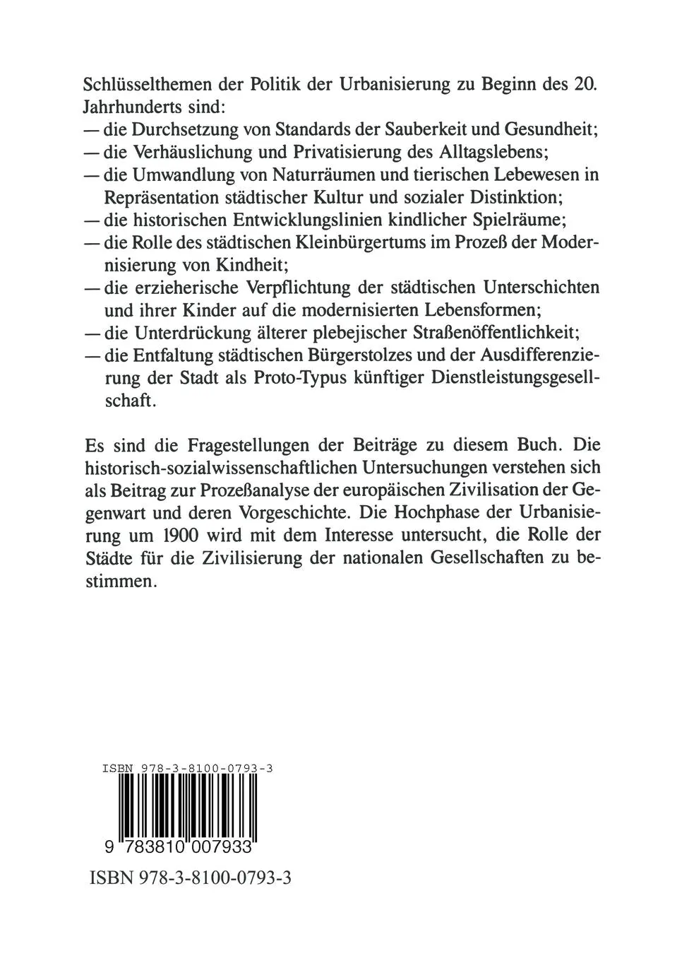 Rückseite: 9783810007933 | Stadtgesellschaft und Kindheit im Prozeß der Zivilisation | Behnken