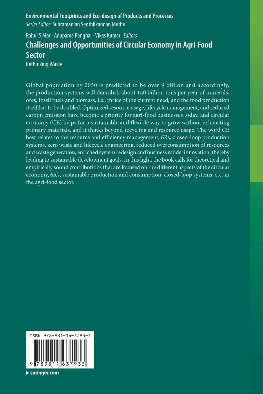 Rückseite: 9789811637933 | Challenges and Opportunities of Circular Economy in Agri-Food Sector